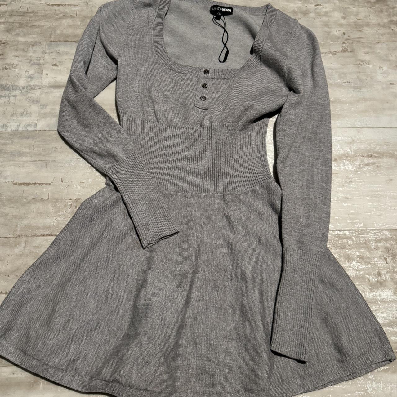 Corset style gray sweater dress Fashion Nova Women's Grey Dress - Image 1