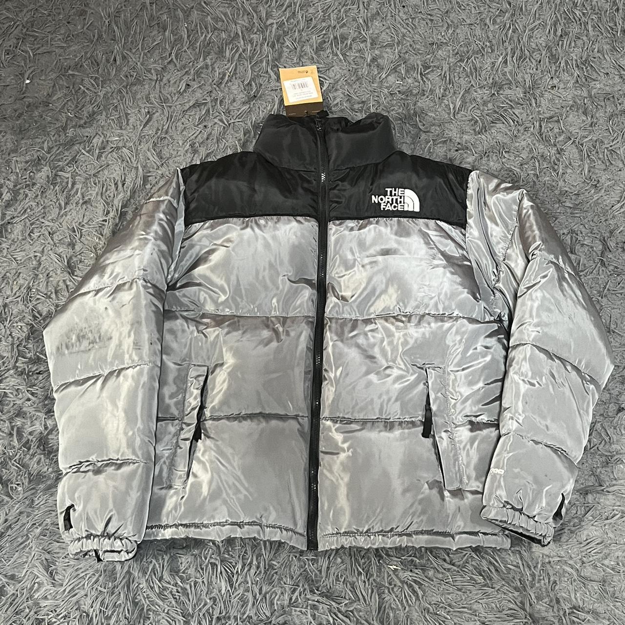 The North Face Men's Silver and Grey Jacket The North Face Men's Silver and Black Jacket - Image 1