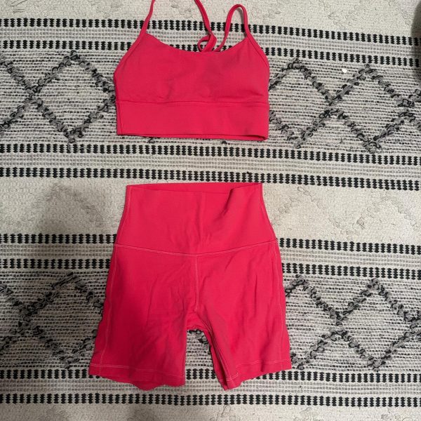 Lululemon Women's Pink and Red Top