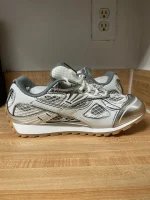 White And Silver Bottega Sneakers - Image 3