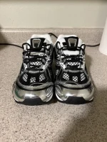 Silver  And Black Bottega Sneakers
